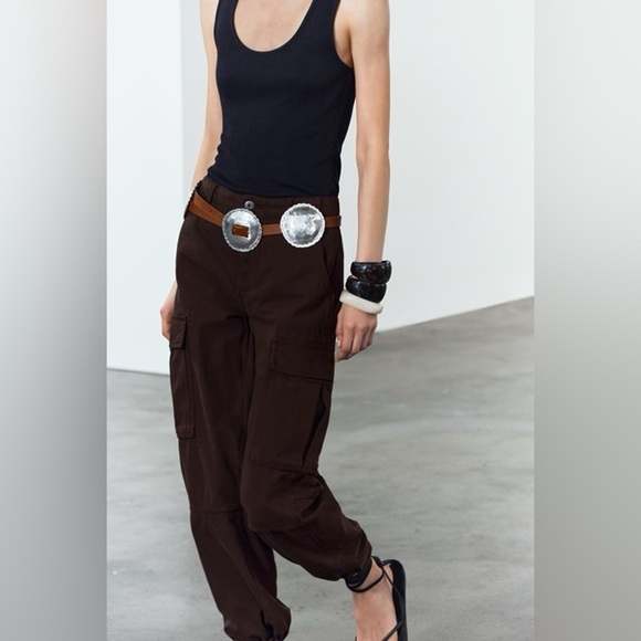 Zara Leather Belt with Hewn brown main image 6